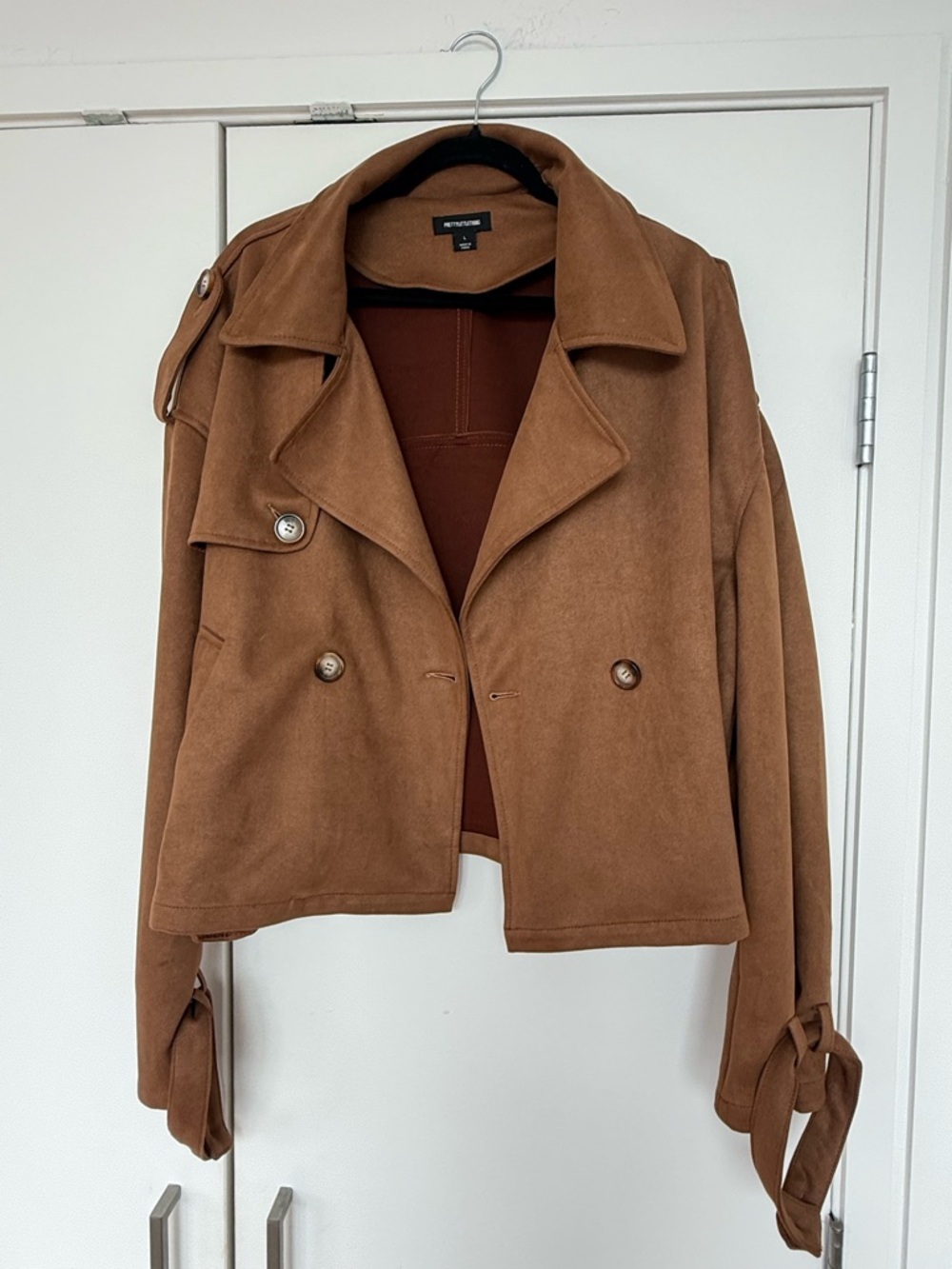 PrettyLittleThing Brown Cropped Trench Coat